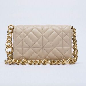Zara beige chain shoulder bag